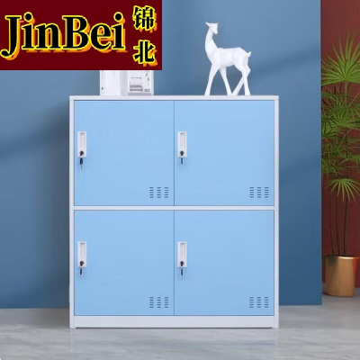 锦北物柜多门更衣柜带锁工具柜教室学生书包柜多格子收纳柜 白蓝四门