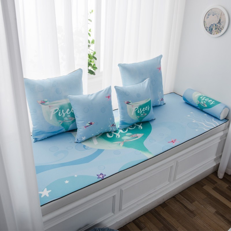 家柏饰(CORATED)北欧高密度乳胶飘窗垫窗台垫定做榻榻米阳台海绵垫沙发毯坐垫 双鱼座 8cm飘窗垫