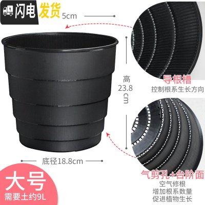 三维工匠美莳塑料控根花盆加厚树脂透气阳台种花绿萝月季君子兰大号专用盆 大号内径25cm黑盆 中等花盆容器
