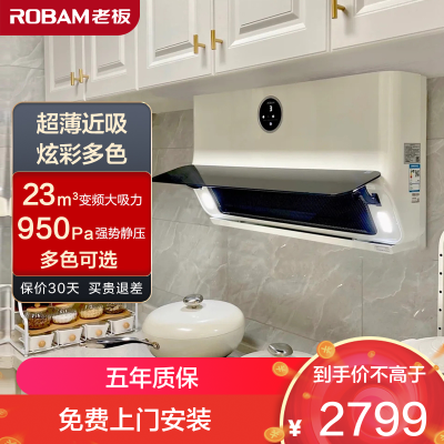 老板(ROBAM)油烟机 23m³大吸力 抽油烟机侧吸 吸油烟机 单烟机 抽烟机 脱排油烟机 22A3S白