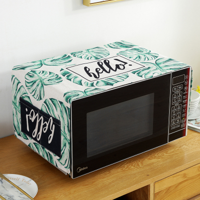 床头柜盖巾棉麻布艺盖布防水防油罩通用烤箱罩防尘罩微波炉罩 绿色丛林06 防水.双开门冰箱[170*70cm]