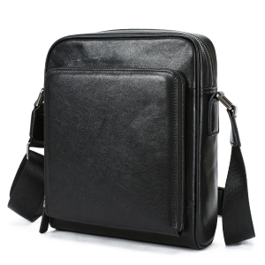 苏宁宜品&一禾亼物新款潮流真皮男士时尚百搭单肩包头层牛皮休闲斜挎包男邮差包6240