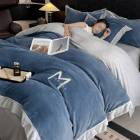 轻奢宽边牛奶绒四件套A类加厚保暖珊瑚绒被套床单冬季高级感床品