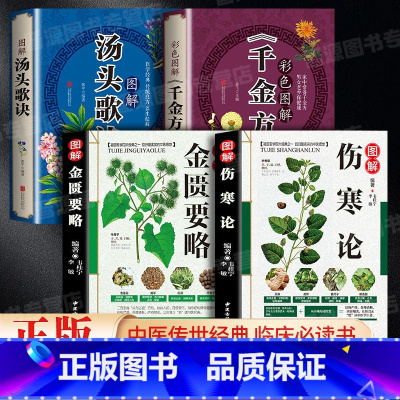 [正版]全4册伤寒论+金匮要略+汤头歌诀+千金方张仲景中医书籍大全彩图典藏版含原文注释译文杂病论中医书籍中草药医学类书
