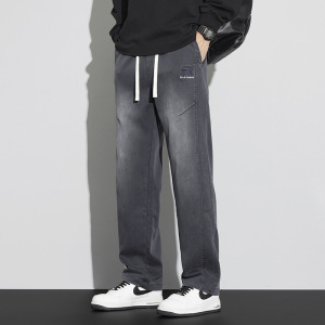 秋冬新款莱赛尔男裤松紧腰宽松直筒青年潮牌百搭垂感高端休闲裤子