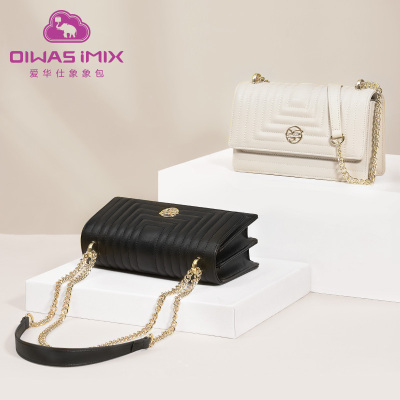 爱华仕女包包2021新款潮真皮手提包斜挎包链条包百搭单肩小方包