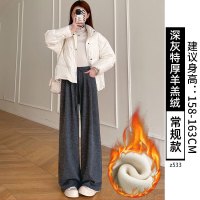 糯米裤女新款春秋垂感宽松休闲慵懒松弛感软糯窄版直筒阔腿裤_344