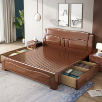 欧梵森 胡桃木实木床现代简约橡木中式床单人床双人床卧室家具婚床大床高箱储物床1.5米1.8米床主卧床