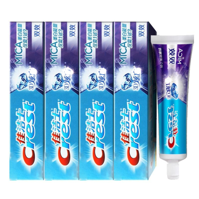 佳洁士牙膏3D炫bai双效180g4支套装去牙渍防驻清洁牙菌斑清新口气