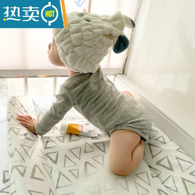 敬平2022新款小红书推荐宝宝儿童干发帽女童吸水速干毛巾卡通 奶白 蓝耳朵干发帽(1—8岁)