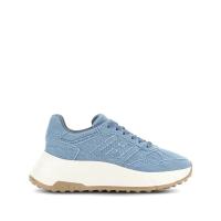 霍根(Hogan)女款天蓝色牛仔布系带logo刺绣厚底跑鞋