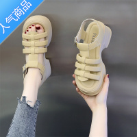 SUNTEK罗马凉鞋女厚底2023年新款夏季仙女风洋气一字带粗跟百搭凉鞋