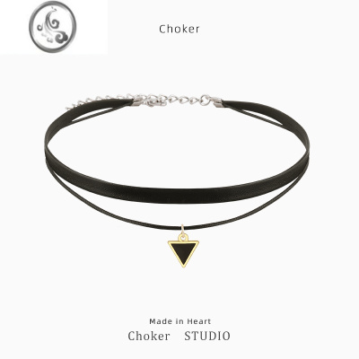 JiMi黑色choker脖颈链项圈锁骨链女小众设计项链chocker百搭脖子配饰