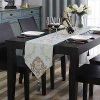 家柏饰(CORATED)欧式桌旗布艺餐桌装饰布美式电视柜斗柜鞋柜桌布茶几流苏长条 黎曼菲-蓝色 桌旗32*200cm
