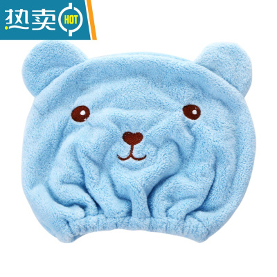 敬平干发帽女吸水速干擦头发包头巾帽洗头发帽子快速干发毛巾浴帽 蓝色熊