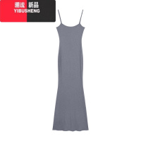 YIBUSHENG驼色性感辣妹吊带连衣裙女季裙子收腰显瘦鱼尾裙海边度假中长裙
