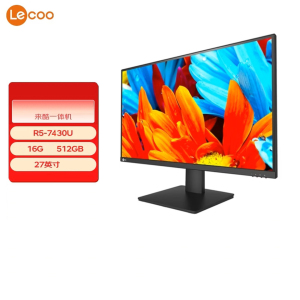 联想(Lenovo) 来酷Lecoo 一体台式机电脑27英寸(R5-7430U 16G内存 512GB SSD 无线键鼠 正版win11) 黑色