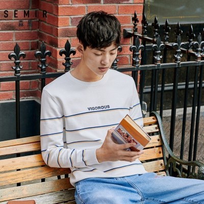 森马新款撞色条纹圆领套头时尚针织打底青少年潮流毛衫男