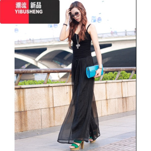YIBUSHENG九分裤女季薄款沙滩裤休闲裤宽松大码高腰雪纺裤裙阔腿裤长裤子