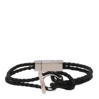 Salvatore Ferragamo意大利进口小牛皮银色logo男士商务休闲可调节手链