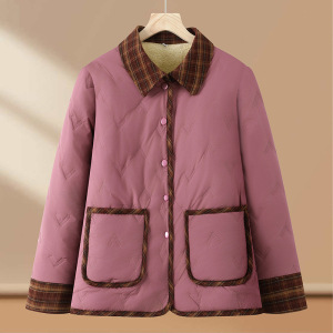 新款女冬装妈妈外套加绒保暖中老年女士休闲棉服翻领棉衣60岁冬款