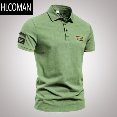 HLCOMAN夏季新款男士翻领polo衫美式短袖t恤男半袖商务纯色修身男装