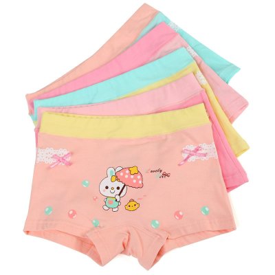 儿童内裤女童四角平角女孩纯棉内裤中大童宝宝四角底裤5条装