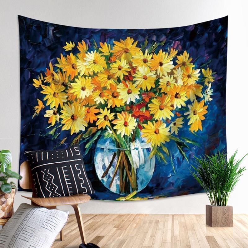 美帮汇蓝调雏菊挂布墙壁装饰毯挂毯壁面布背景布桌布挂帘gt91