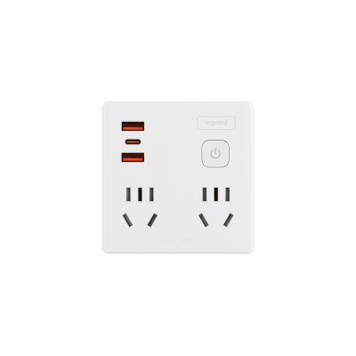 罗格朗 转换插头 86型总控两位五孔两位两孔带USB(2A1C)20W 个