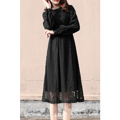 语娄加肥加大码女装春秋胖妹妹宽松蕾丝连衣裙200斤显瘦长袖t恤打底衫2021大码女装