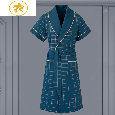 Ideamini睡袍男夏季薄款情侣款速干棉夏天长款睡衣女夏睡裙浴衣男浴袍女