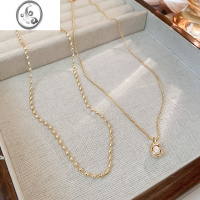 JiMi法式简约不规则珍珠双层项链时尚ins百搭锁骨链高级感气质项饰女