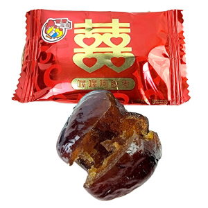 喔喔阿胶枣喜字版无核金丝小枣散装500g婚庆结婚喜糖零食品
