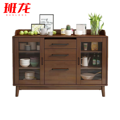 班龙餐边柜三门120cm胡桃色台