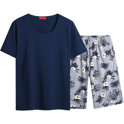 睡衣男纯棉短袖短裤套装夏季薄款家居服青少年休闲运动款加大码可外穿居家服