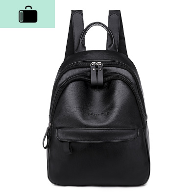 双肩包女士2020新款韩版百搭背包小包软皮休闲时尚旅行大容量韩版NEW LAKE 黑色