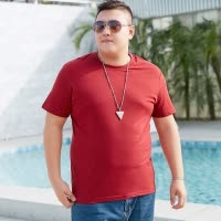 SUNTEK棉短袖男色白色T恤圆领宽松大码加肥加大胖子男装半袖打底衫T恤
