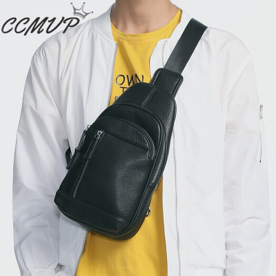 CCMVP胸包男士单肩包韩版休闲男包运动小背包腰包时尚单肩斜挎包潮包男潮流复古胸前包黑色默认颜色