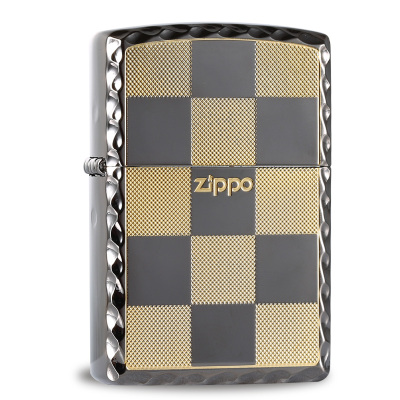 打火机ZIPPO正版原装黑冰古银格子经典之宝正品收藏刻字男士礼品