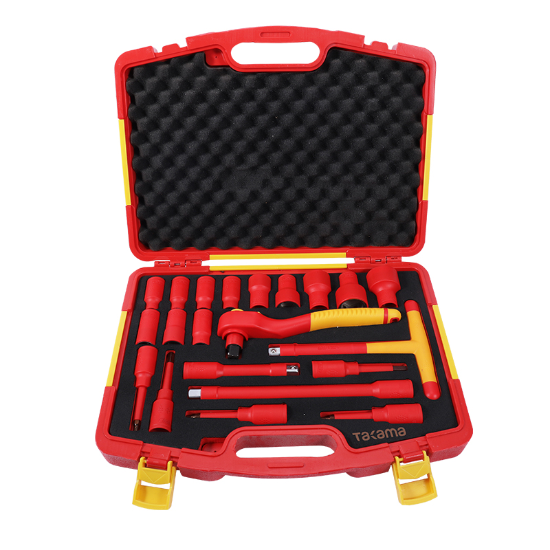 高松takama VDE双色绝缘耐压12.5mm系列1/2方棘轮套筒工具套装21件套v802021/1套