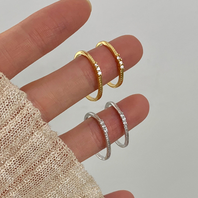 S925纯银细闪锆石戒指女款韩系日常百搭食指戒手饰极简风通勤送女朋友老婆情人节七夕生日礼物