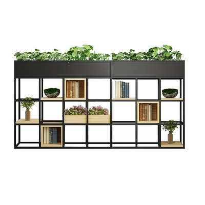 易企采 25*210*110CM 办公室铁艺花槽架屏风隔断置物架餐厅隔断围栏绿植花架隔断柜