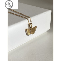 JiMi轻奢小众设计电镀仿真蝴蝶项链女ins高级感锁骨链生日520礼物