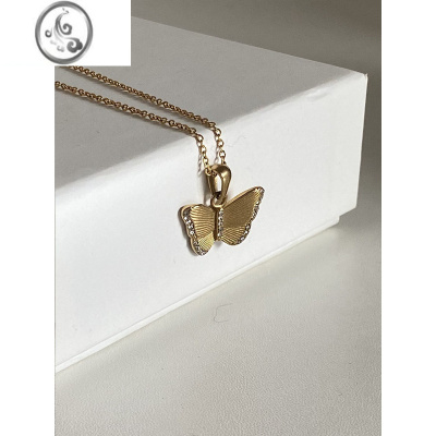 JiMi轻奢小众设计电镀仿真蝴蝶项链女ins高级感锁骨链生日520礼物