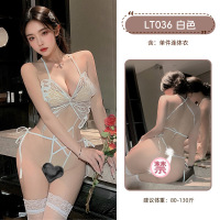 九里晴川性感纯欲风吊带连体衣深V蝴蝶透肤露背系带绑带设计显瘦 九里晴川LT036[蝴蝶镂空连体衣-开裆-灰] 均码