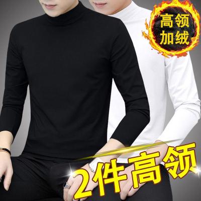单件/2件装-加绒保暖半高领长袖T恤男士韩版潮纯色修身打底衫威珺