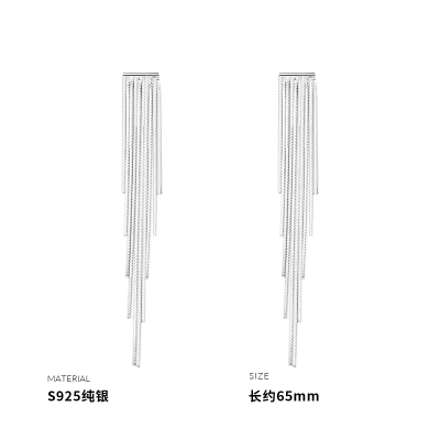 925纯银蛇骨流苏耳钉女耳环耳饰长款耳坠韩国网红气质ins风新款夏送女朋友老婆情人节七夕生日礼物