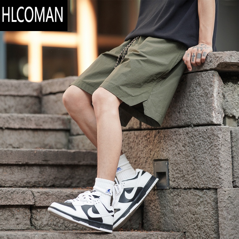HLCOMAN@ 工装速干短裤男夏季日系宽松抽绳男生运动五分裤男款