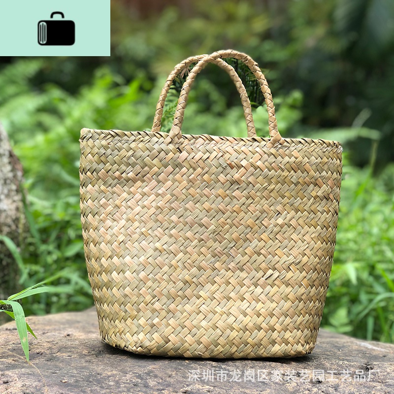 2019创意新款时尚编包女单肩手提大容量海边度假沙滩包手工编织NEW LAKE女士单肩包