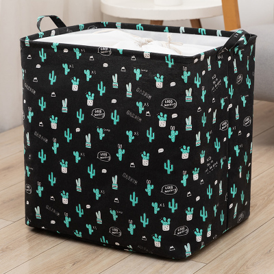 特大号布艺束口筐收纳箱收纳闪电客家用装衣服整理黑底仙人球大容量/无异味100L(50*40*50cm)束口收纳筐
